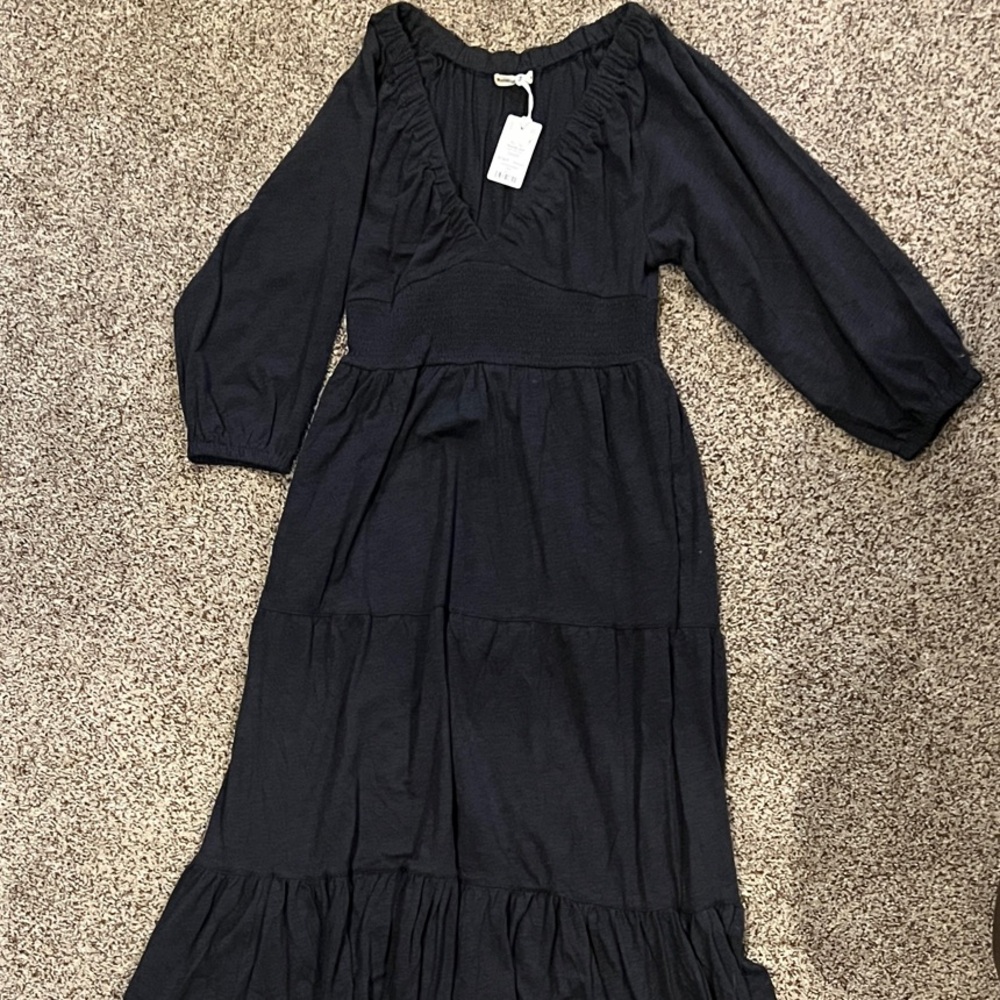 Florence Vintage Slub Midi Dress Marine Layer Medium
